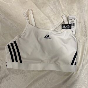 adidas White Sports Bra with Black Stripe Accents